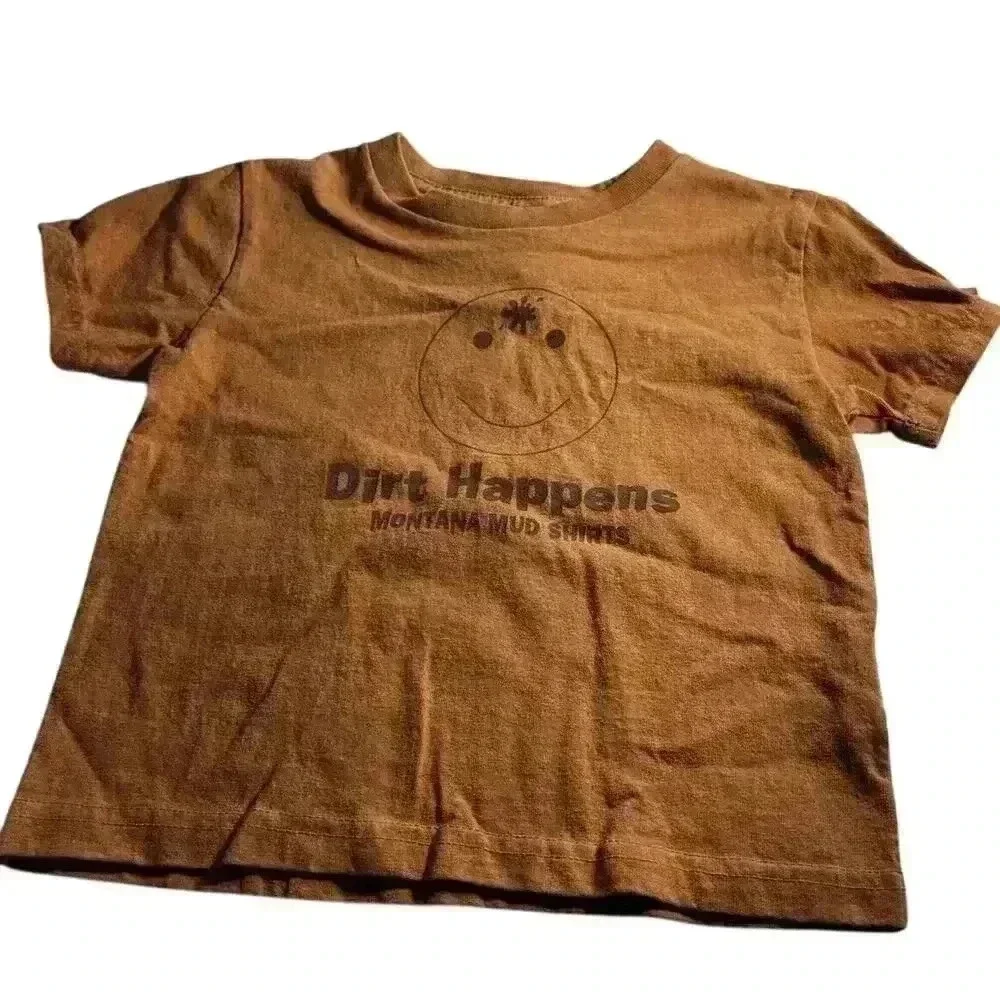 Dirt Happens Montana Mud Shirt Size 4 Smiley Face Kids T-shirt New With Tags NWT